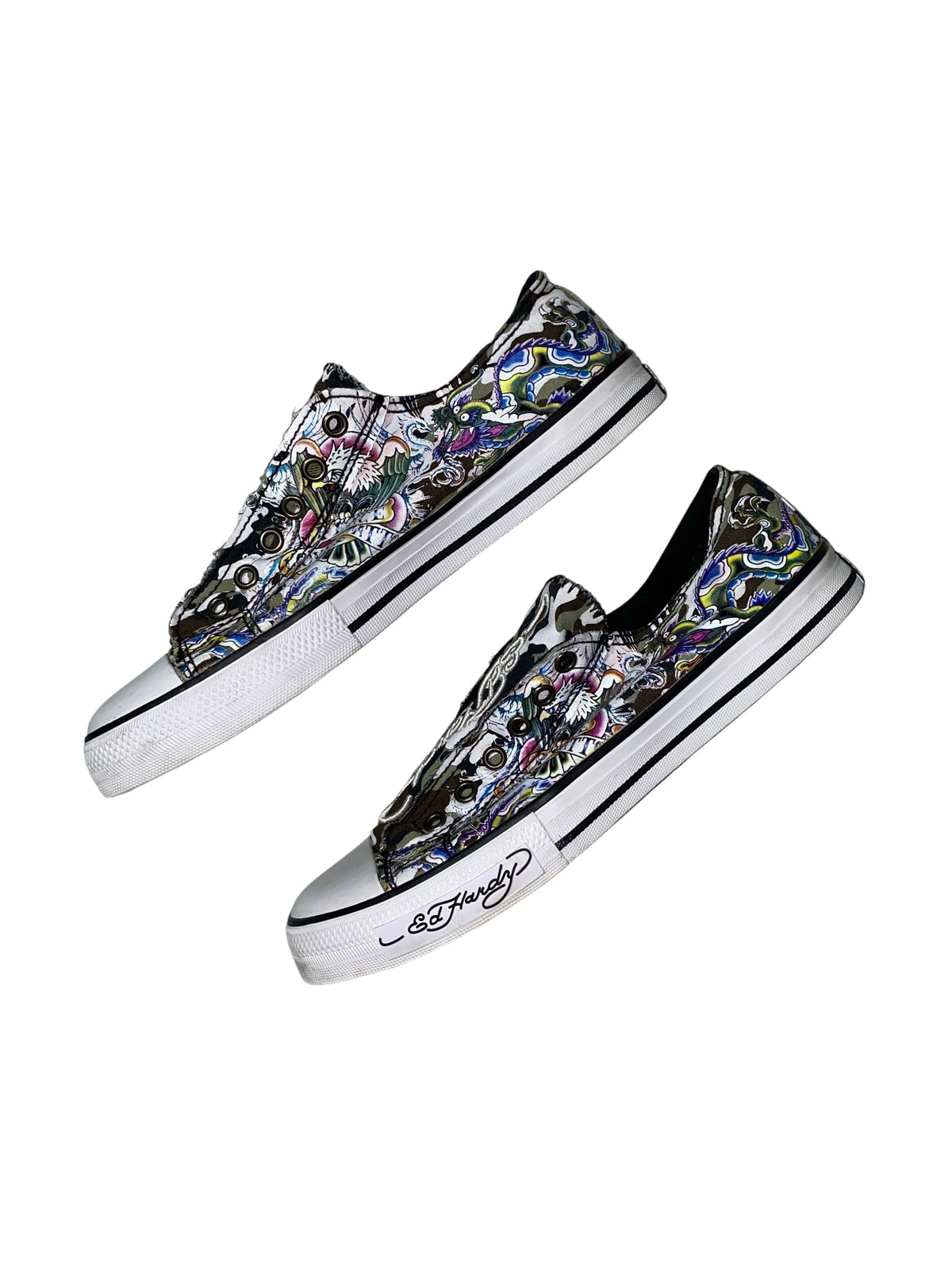 Ed Hardy 2000s Slip On Sneaker y2k Tribal Gothic Unisex *41*