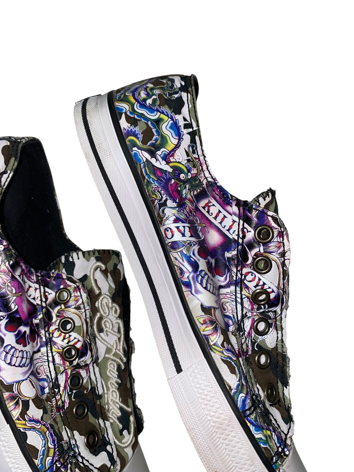 Ed Hardy 2000s Slip On Sneaker y2k Tribal Gothic Unisex *41*