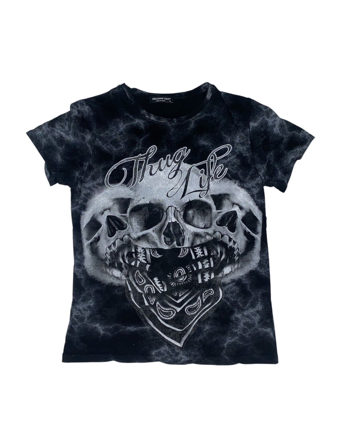 Millions Man 2010s T-Shirt Skull Hip Hop Gothic y2k Slim Fit *S*