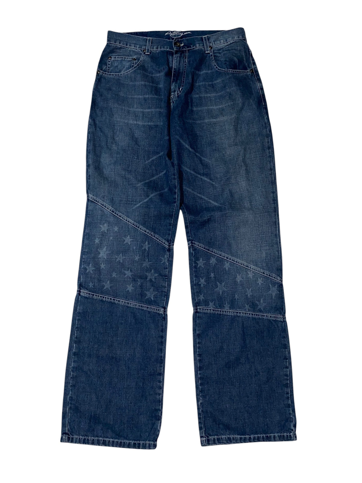 M.Dia Refugee 2000s Baggy Jeans Hip Hop y2k USA Print rare *32*